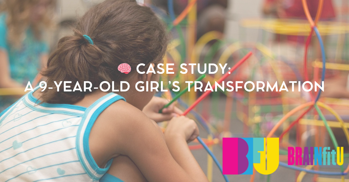 Image of a girl holding red and green sticks with the title overlay, Case Study: A 9-Year-Old Girl's Transformation